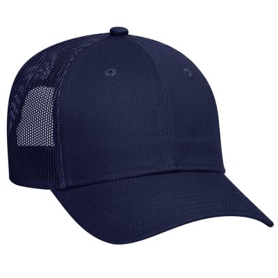 Otto Caps Six Panel Low Profile Mesh Back Trucker Hat Cotton Blend Twill Navy