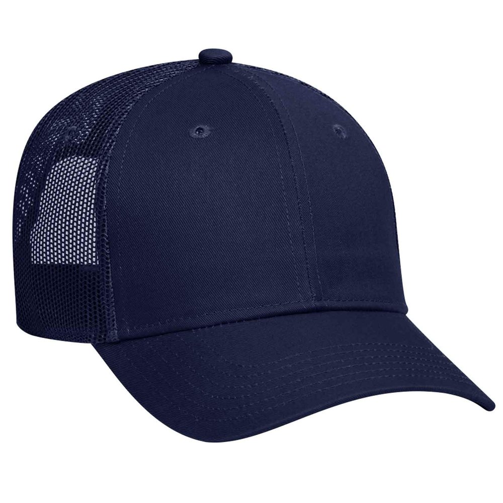 Otto Caps Six Panel Low Profile Mesh Back Trucker Hat Cotton Blend Twill Navy