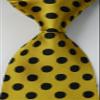 New Classic Polka Dots Gold Black JACQUARD WOVEN Silk Men's Tie Necktie view 2
