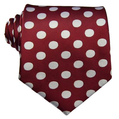 Geotae Zerun New Classic Men's Polka Dots Silk Tie Necktie  (Dark Red)