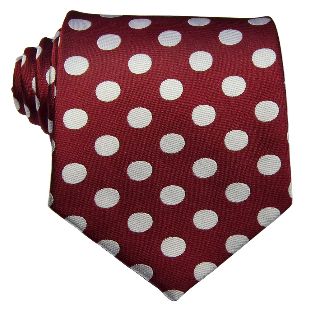 Geotae Zerun New Classic Men's Polka Dots Silk Tie Necktie (Dark Red)