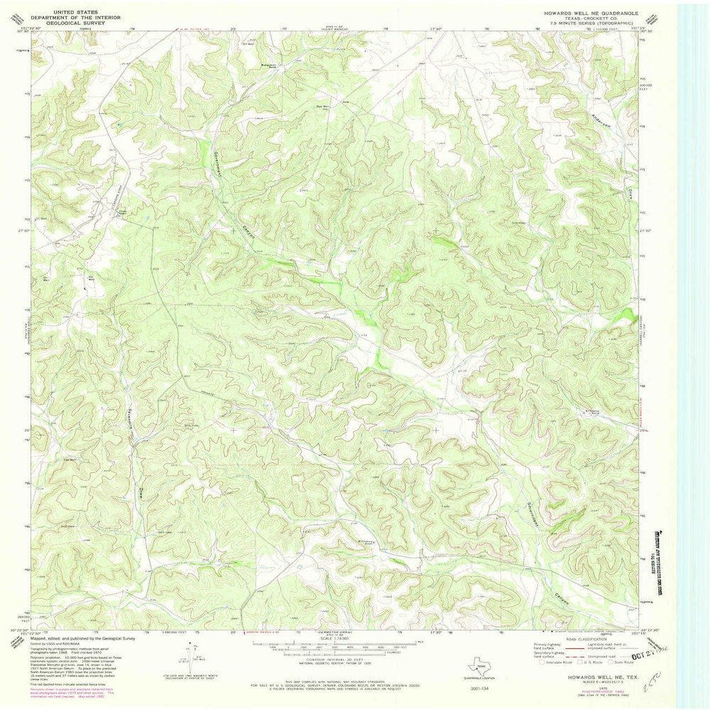 Howards Well NE TX topo map, 1:24000 Scale, 7.5 X 7.5 Minute, Historical, 1970, Updated 1982, 26.9 x 23 in - Tyvek