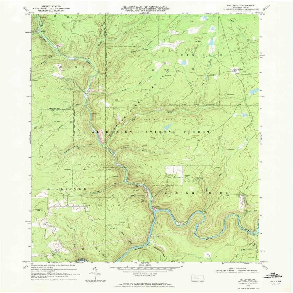 YellowMaps Hallton PA topo map, 1:24000 Scale, 7.5 X 7.5 Minute, Historical, 1969, Updated 1972, 26.9 x 22 in - Tyvek