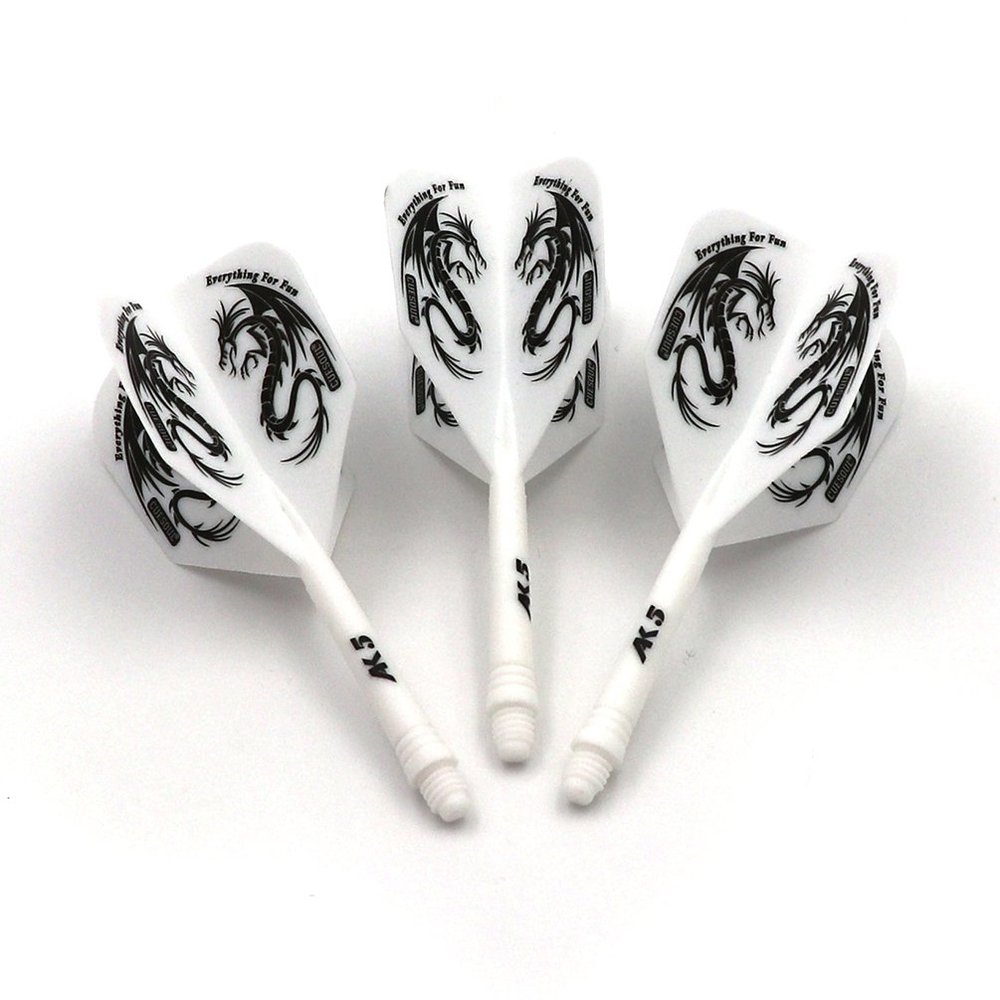 CUESOUL Integrated Dart Shaft and Flights White with Pattern Design