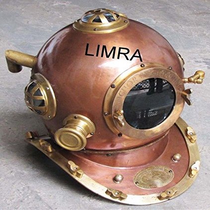 Arsh Nautical Full Size Replica U.S. Navy Mark-V Antique Brass & Copper Diving Helmet