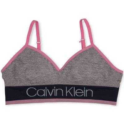 Calvin Klein Kids Girls' Seamless Long Line Wirefree Comfort Bralette Bra, Ck Stripe Blue, Medium