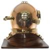 saif.nautical.store Full-Size Replica US Navy Mark V Brass Diving Helmet Wood Base view 2