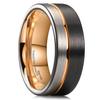 King Will Tungsten Carbide Wedding Band 8mm Rose Gold Line Ring Black and Silver Brushed Comfort Fit5.5 view 1