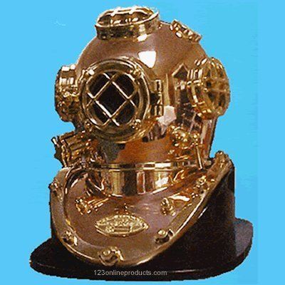 saif.nautical.store Famous Mark V MkV Replica Copper and Brass Helmet with Base Scuba Dive Diving Diver Old Helmet Gear Antique