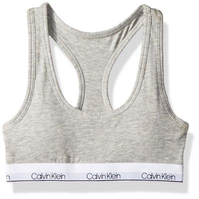 Calvin Klein Kids Girls' Modern Cotton Racerback Bralette, Heather Grey, X-Large