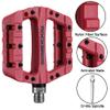 RockBros Lightweight Mountain Bike Pedals Nylon Fiber Bicycle Platform Pedals for BMX MTB 9/16" Red view 3