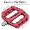 RockBros Lightweight Mountain Bike Pedals Nylon Fiber Bicycle Platform Pedals for BMX MTB 9/16" Red view 4