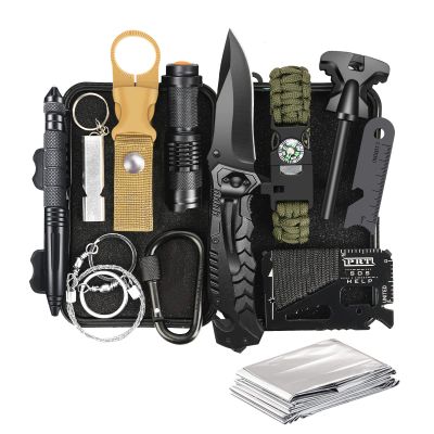 TRSCIND Compact 11-in-1 Survival Gear Kits with Paracord Bracelet, Multi-Purpose EDC Outdoor Emergency Tools and Everyday Carry Gear, Official Survival Kit