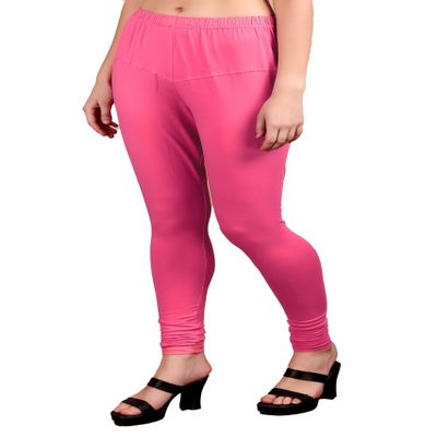 ladyline Extra Long Churidar Leggings Plain Cotton Indian Yoga Workout Pants for Women (Free Size-Blossom)