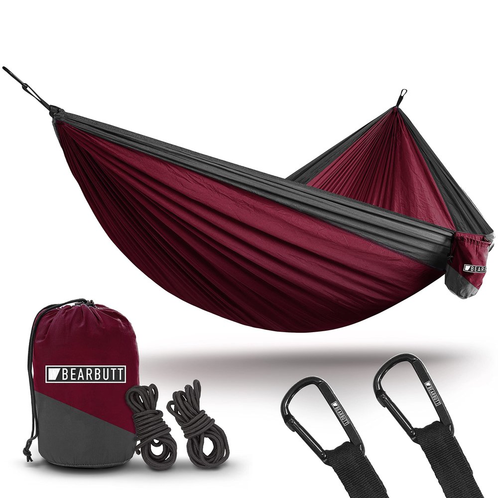 Bear Butt Camping Hammock - 2 Person Backpacking Tree Hammock - Double Portable Hammock for Camping, Hiking, Travel and Outdoor