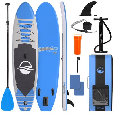 SereneLife Inflatable Stand Up Paddle Board - Wide Stable Design, Non-Slip Deck for Adults & Youth with Premium Paddle Board Accessories: Carry Bag, Dual Action Pump, Paddle, Ankle Leash - 10'6"