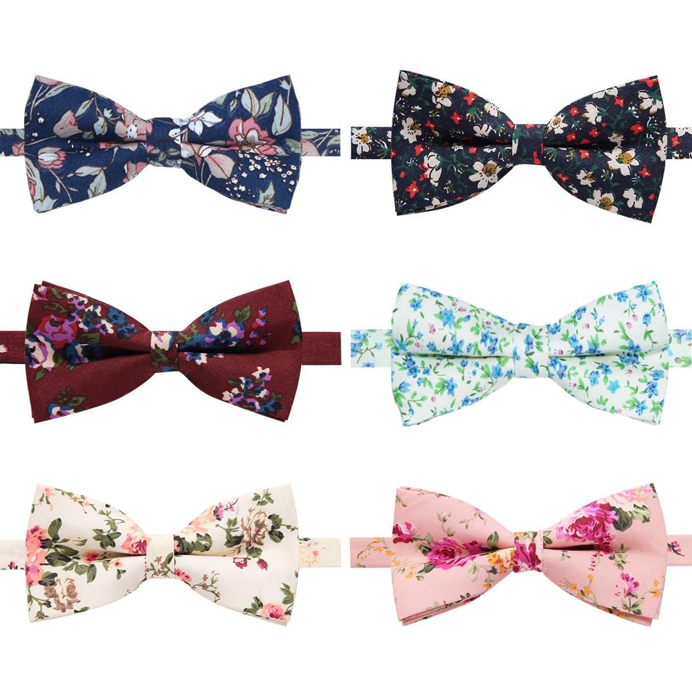 AUSKY 8 PACKS Elegant Adjustable Pre-tied Bow Ties for Men Boys (1&4&5&6&8 Pack for option) (A)