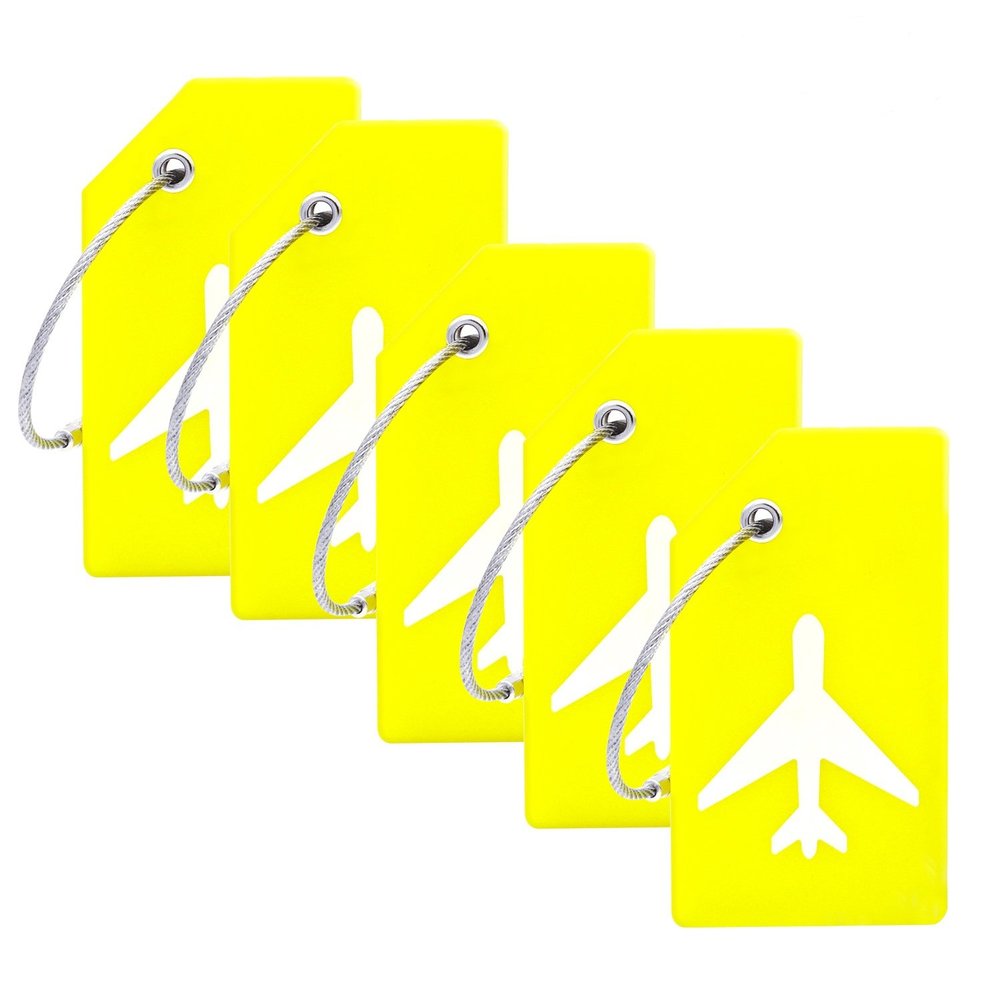 5Pack Silicone Luggage Tag with Name ID Card Perfect to Quickly Spot Luggage Suitcase by Ovener (Yellow)