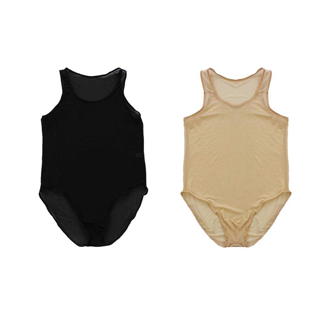 sandbank Mens Sexy Sheer Mesh Wrestling Singlet Bodysuit Leotards Underwear (US M, 2 Pack Mix-Color)