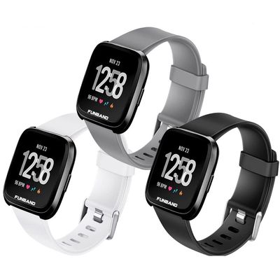 FunBand for Fitbit Versa/Fitbit Versa 2/Versa Lite Strap Bands,Classic Soft Silicone Sport Adjustable Replacement Accessory Bracelet Straps [1 Year Warranty] for Fitbit Versa/Fitbit Versa 2/Versa Lite