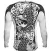 Hardcore Training Koi White Men's Rash Guard Compression Long Sleeve MMA No-Gi Tight BJJ Grappling Base Layer view 3