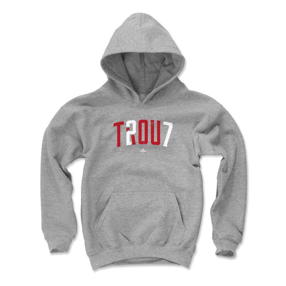 500 LEVEL Mike Trout Youth Sweatshirt (Youth Hoodie, X-Large, Gray) - Mike Trout T2OU7 R WHT