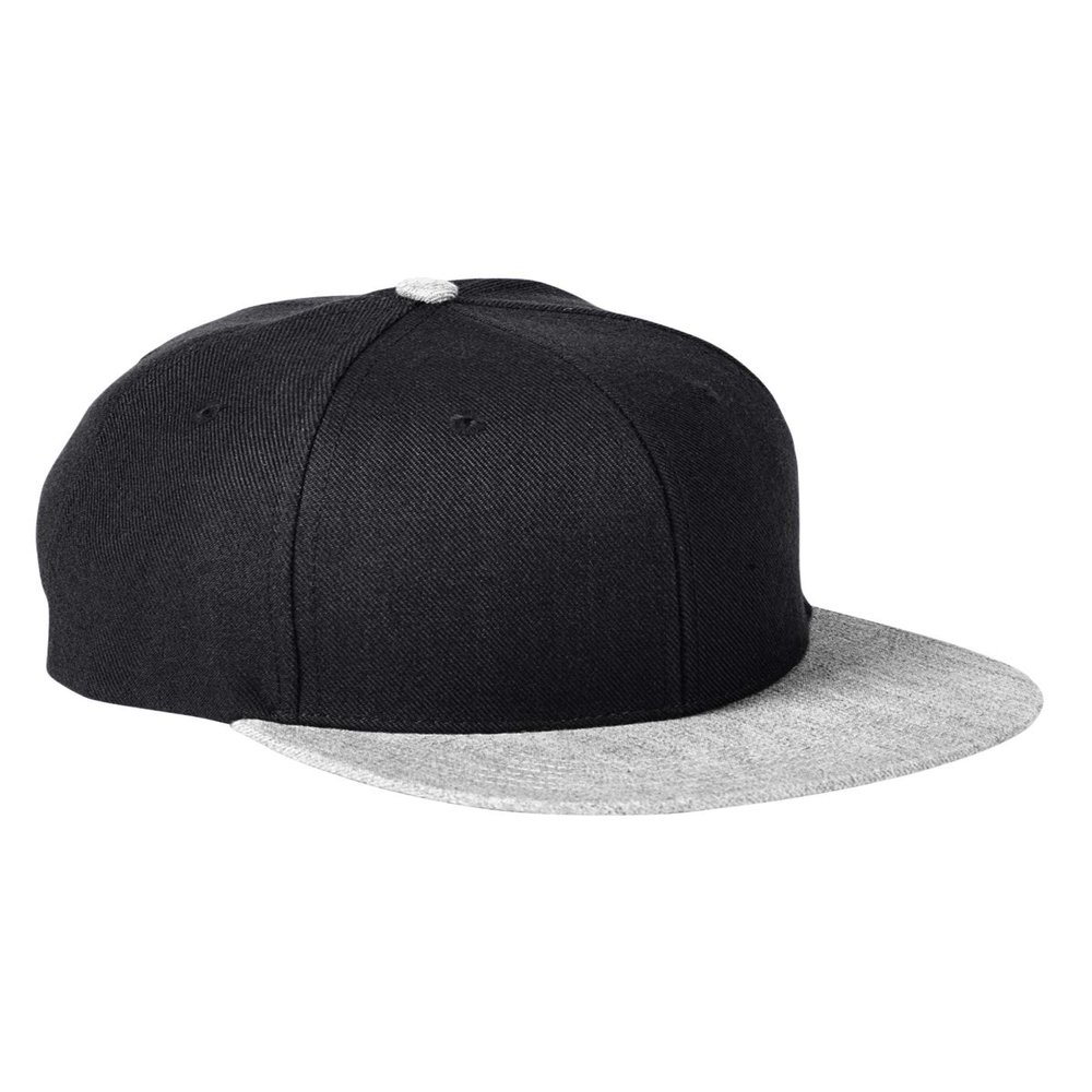 Big Accessories Flat Bill Sport Cap OS BLACK/ HTHR GRAY