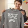 I Paused My Game to Be Here Funny Gift for Gamer Youth Hoodie Medium Gray view 2