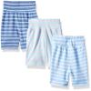 Hanes Ultimate Baby Boys Flexy 3 Pack Adjustable Fit Knit Shorts, Blue Stripe, 18M-24M view 1