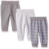 Hanes baby boys Ultimate Flexy 3 Pack Adjustable Fit Fleece Joggers Layette Set, Grey Stripe, 6-12 Months US view 1