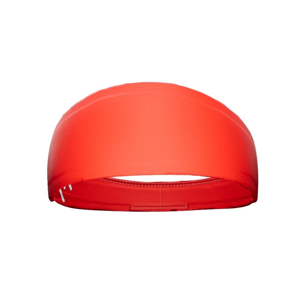 20+ Designs! Unisex Headband/Sweatband. Best for Sports, Fitness, Working Out, Yoga. Tapered Design. (Solid Red)