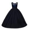 Flower Girls Sleeveless Long Pageant Dresses Maxi Lace Gown for Kids Formal Wedding Bridesmaid Princess Dress Big Girls Summer First Communion Party Prom Puffy Tulle Skirt Navy Blue Size 11-12 Years view 1