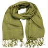 NYFASHION101 Women's Sheer Metallic Braided Tassel Ends Scarf Shawl Wrap, Olive view 1