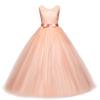 Flower Girls Sleeveless Long Pageant Dresses Maxi Lace Gown for Kids Formal Wedding Bridesmaid Princess Dress Big Girls Summer First Communion Party Prom Puffy Tulle Skirt Pink Size 4 Years view 1