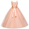 Flower Girls Sleeveless Long Pageant Dresses Maxi Lace Gown for Kids Formal Wedding Bridesmaid Princess Dress Big Girls Summer First Communion Party Prom Puffy Tulle Skirt Pink Size 4 Years view 2