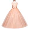 Flower Girls Sleeveless Long Pageant Dresses Maxi Lace Gown for Kids Formal Wedding Bridesmaid Princess Dress Big Girls Summer First Communion Party Prom Puffy Tulle Skirt Pink Size 4 Years view 3