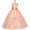 Flower Girls Sleeveless Long Pageant Dresses Maxi Lace Gown for Kids Formal Wedding Bridesmaid Princess Dress Big Girls Summer First Communion Party Prom Puffy Tulle Skirt Pink Size 4 Years view 4