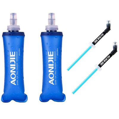 AONIJIE 2 Pcs Sports Collapsible Water Bottle BPA Free - TPU Soft Drink Water Kettle Foldable Flask for Hiking Bicycling Running Climbing