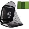 Spornia SPG-7 Standard Golf Practice Net Bundle  7'x7' Portable Hitting Net with Tri-Turf Mat & Side Net Extension for Indoor/Outdoor Training view 1