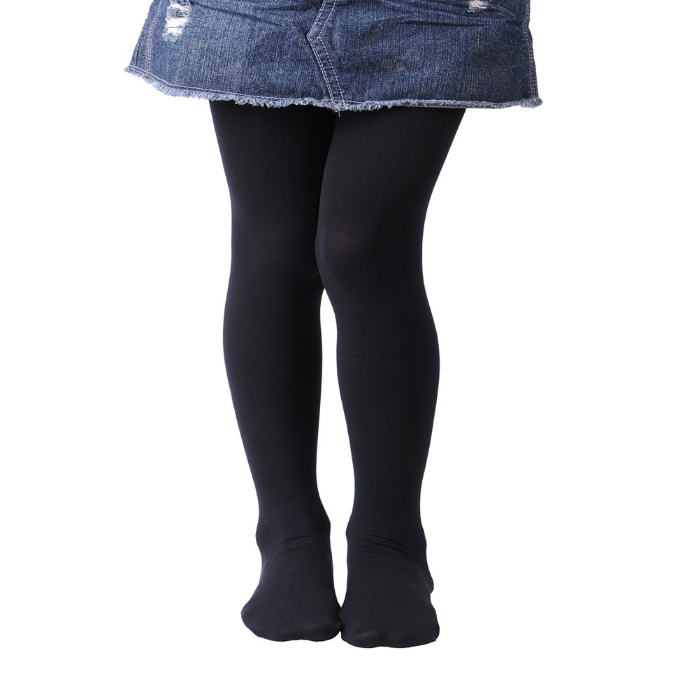 EVERSWE Girls Semi Opaque Footed Tights, Microfiber Tights (8-10, Black)
