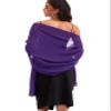Baoqiya Women's Shawls and Wraps for Evening Dress Chiffon Shawl Soft Elegant Silky Pashmina Wedding Bridal Scarf (Purple, Length(79") * Width(19")) view 1
