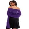 Baoqiya Women's Shawls and Wraps for Evening Dress Chiffon Shawl Soft Elegant Silky Pashmina Wedding Bridal Scarf (Purple, Length(79") * Width(19")) view 2