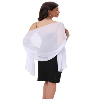 Baoqiya Women's Shawls and Wraps for Evening Dress Chiffon Shawl Soft Elegant Silky Pashmina Wedding Bridal Scarf(Ivory, 79"19")