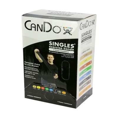 Fabrication CanDo Exercise Band, 5-Foot Singles, 30-Piece Dispenser, Black