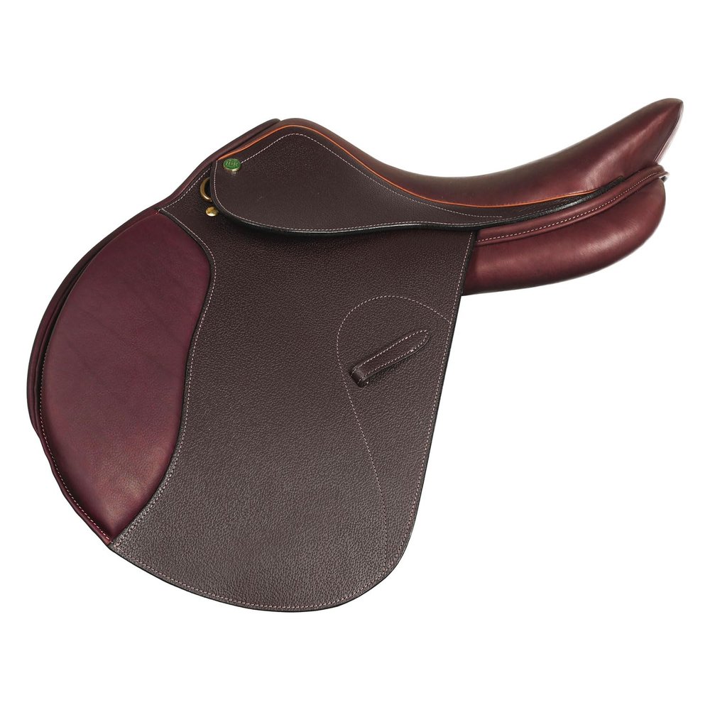 Henri de Rivel Memor-X Close Contact Saddle  Memory Foam Padded Jumper Saddle for Equestrian Riders - Australian Nut - 15 - Wide