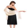 Baoqiya Women's Shawls and Wraps for Evening Dress Chiffon Shawl Soft Elegant Silky Pashmina Wedding Bridal Scarf(Champagne, 79"19") view 2