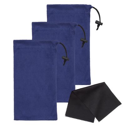 Mamlyn Set of 3 Microfiber Soft Sunglasses Pouches, With Drawstring Closure