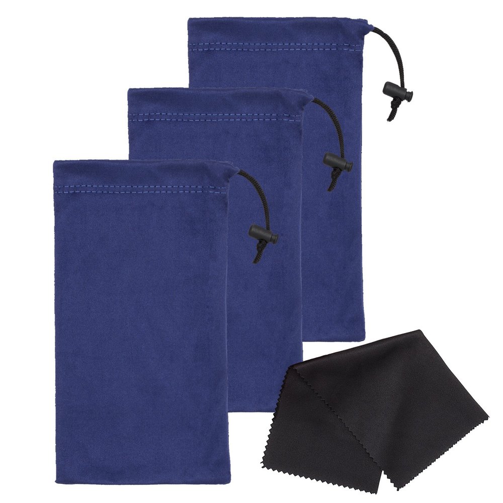 Mamlyn Set of 3 Microfiber Soft Sunglasses Pouches, With Drawstring Closure