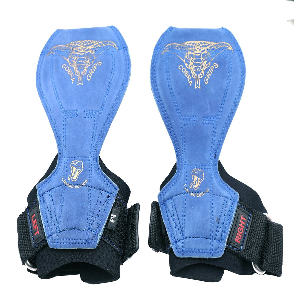 2018 Cobra Grips Flex Model Weight Lifting Gloves Heavy Duty Straps Alternative Power Lifting Hooks Best for Deadlifts with Padded Wrist Wrap Support Bodybuilding (Medium, Blue Rubber)