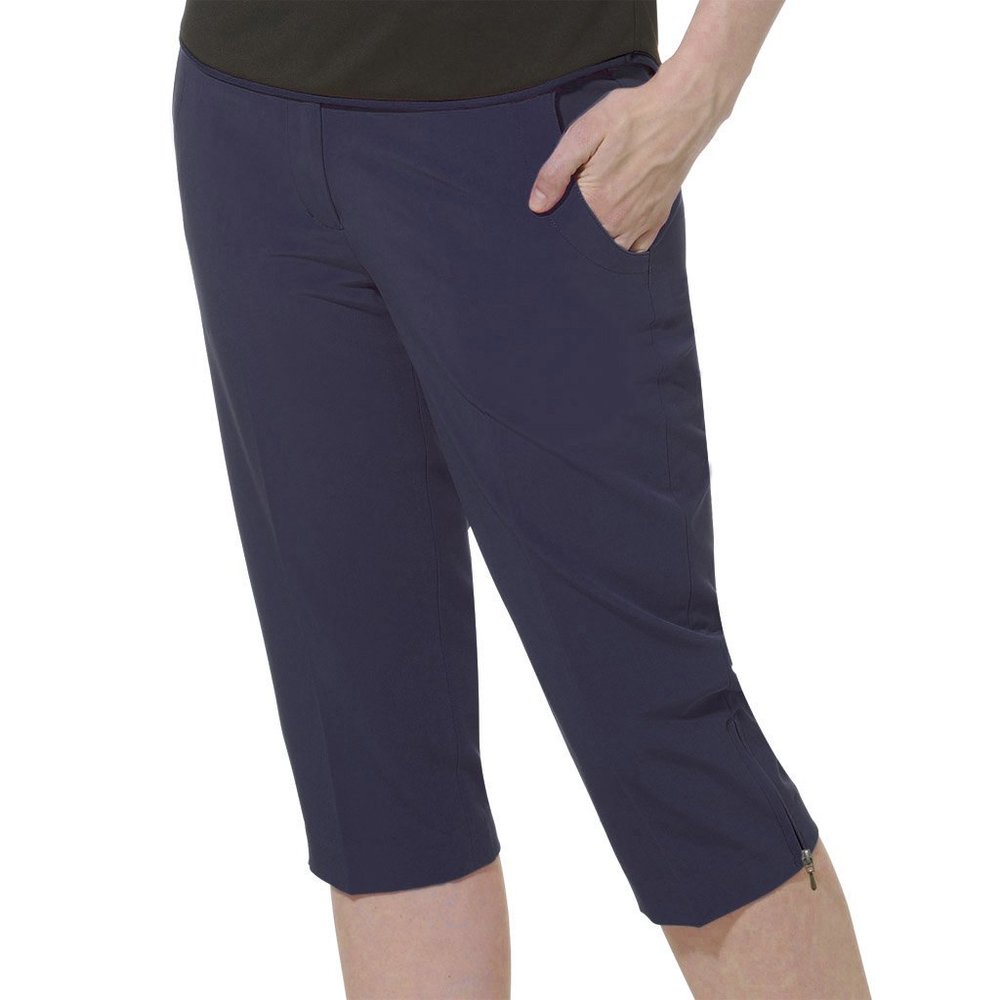 Monterey Club Women's Polyester/Rayon/Spandex Golf Capris #2923 (Navy, Size:12)